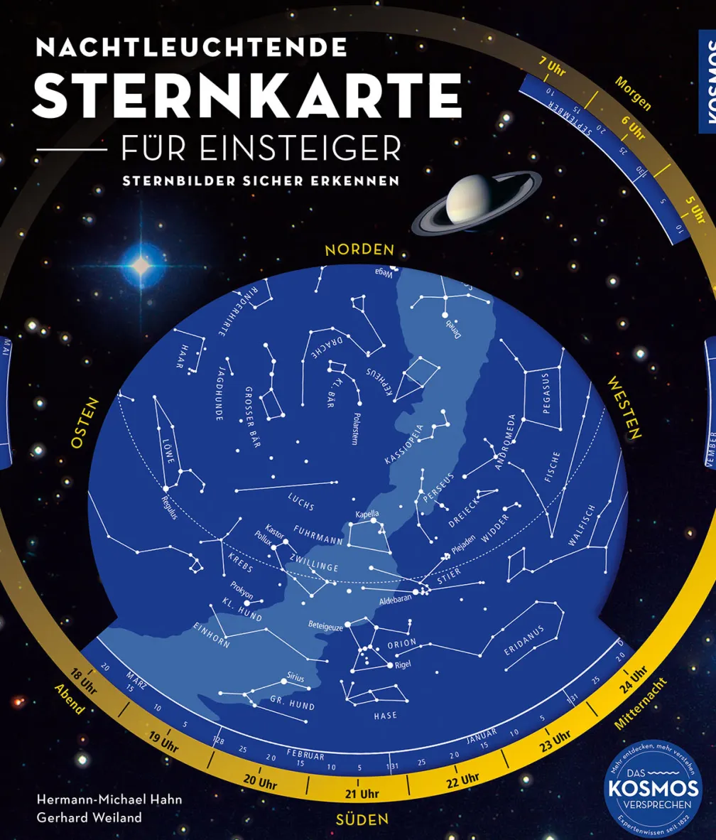 Nachtleuchtende Sternkarte für Einsteiger